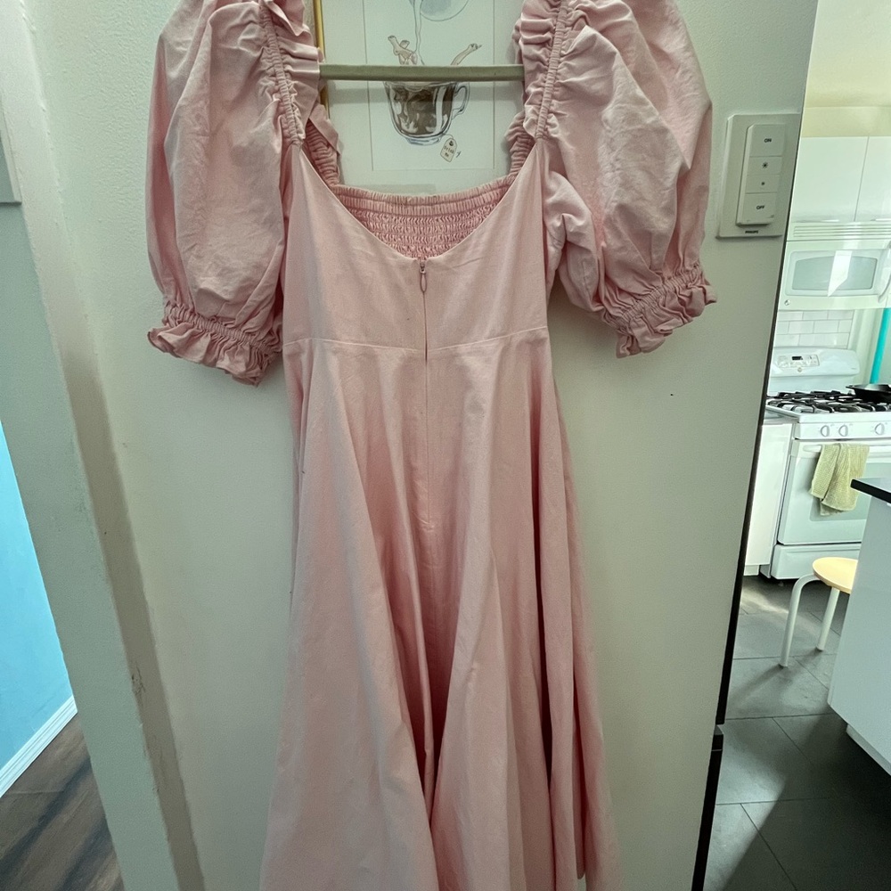 Selkie Pale Pink Puff-Sleeve Women's Dress - Picture 3 of 3